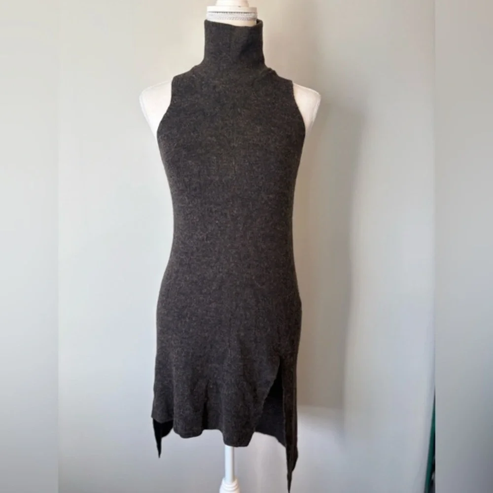 Zara Asymmetrical Wool Alpaca Long Tunic Sleeveless Turtleneck Sweater Medium - Picture 1 of 15